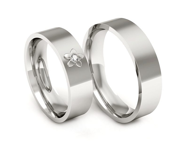 Obrączki z brylantem soczewkowe białe 585 - P55160T149b — zdjęcie 3