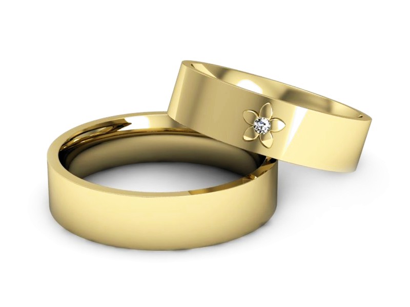 Obrączki z diamentem złote żółte złoto 14k - P55160T149z — zdjęcie 2