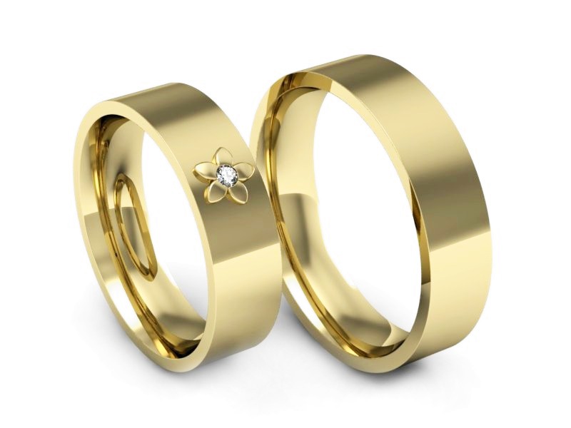 Obrączki z diamentem złote żółte złoto 14k - P55160T149z — zdjęcie 3