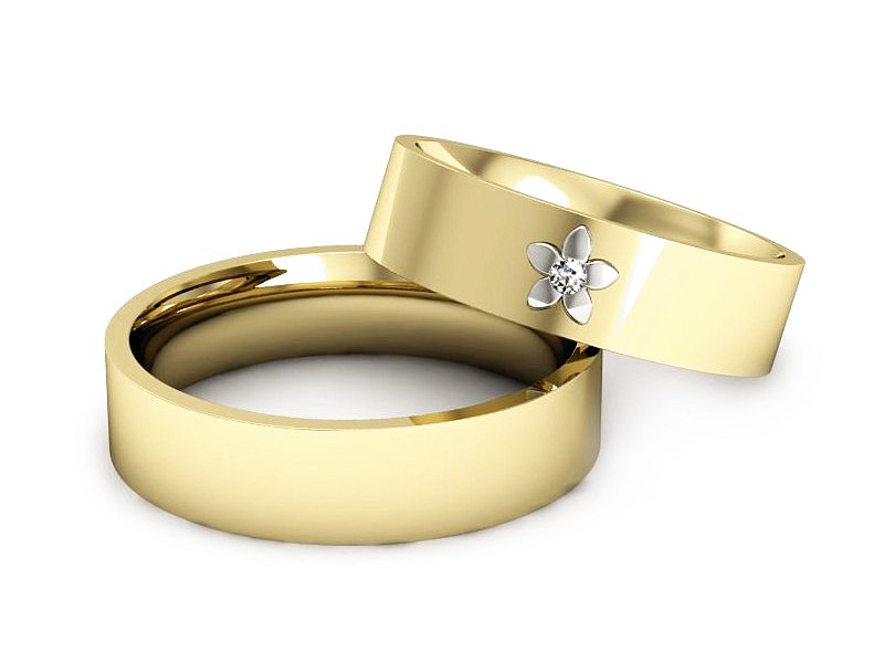 Obrączki z brylantem złote na zamówienie 585 - P55160T149zb — zdjęcie 2