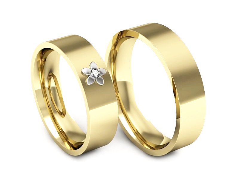 Obrączki z brylantem złote na zamówienie 585 - P55160T149zb — zdjęcie 3