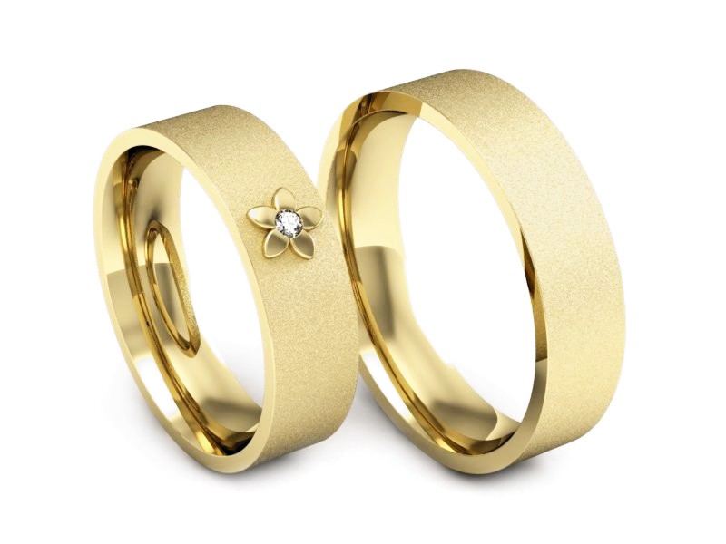 Obrączki z diamentem żółte złoto 585 - P55160T149zms — zdjęcie 3