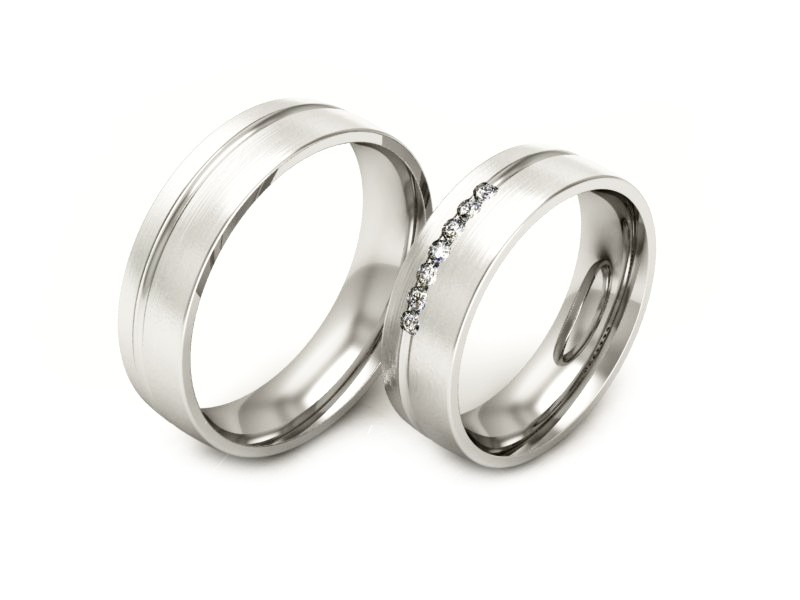 Obrączki z brylantami złote białe złoto 585 - P55160T73Bmp — zdjęcie 3