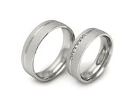 Obrączki ślubne obraczki z diamentami nowoczesne białe 585 - P55160T73Bms- 3