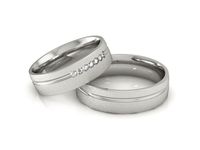 Obrączki ślubne obraczki z diamentami nowoczesne białe 585 - P55160T73Bms- 2