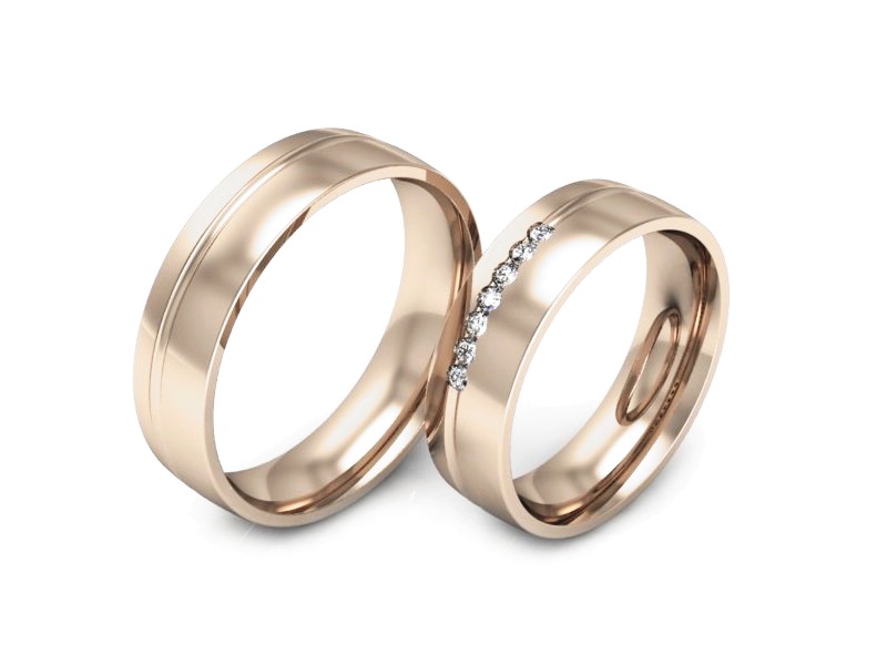 Obrączki z diamentami nowoczesne różowe złoto - p55160T73c — zdjęcie 3