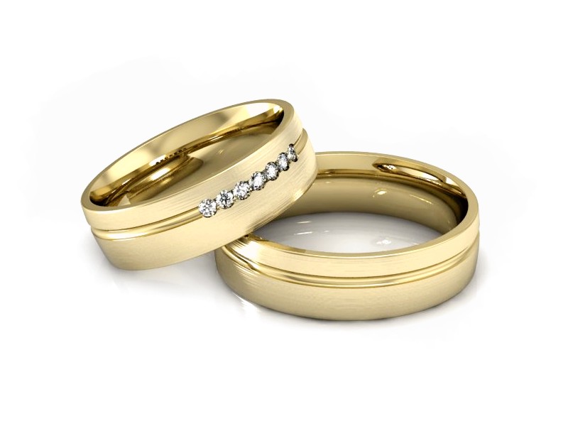 Obrączki ślubne obrączki z diamentami soczewkowe obrączki - P55160T73Zmp - 3