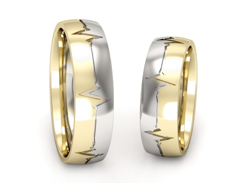 Obrączki biało żółte złoto obrączki złote - P55170T167zb — zdjęcie 3