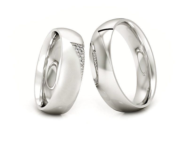 Złote Obrączki z diamentami białe złoto 585 - P55170T77B — zdjęcie 3