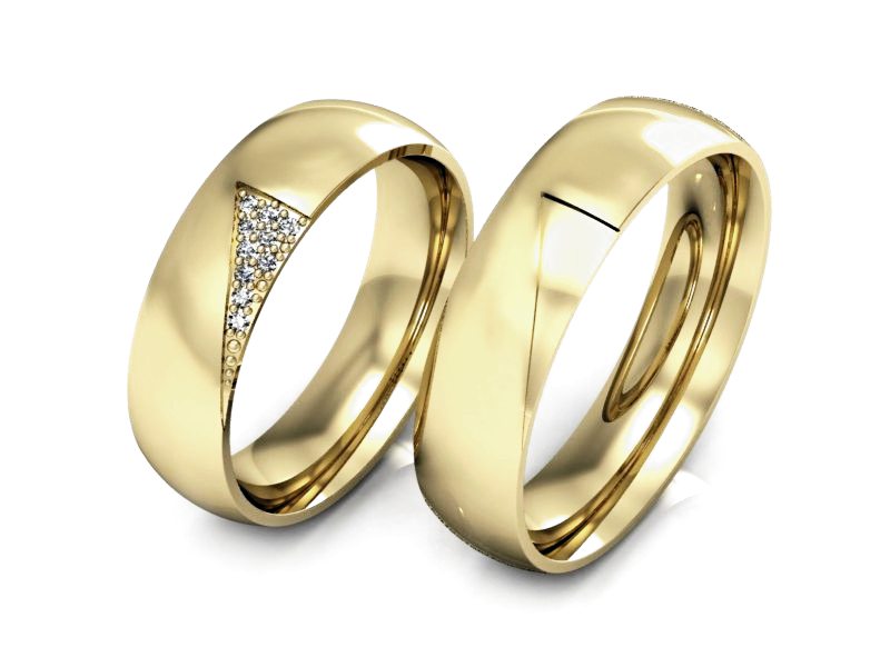 Obrączki ślubne obraczki z diamentami złote żółte złoto 14k - P55170T77Z - 3