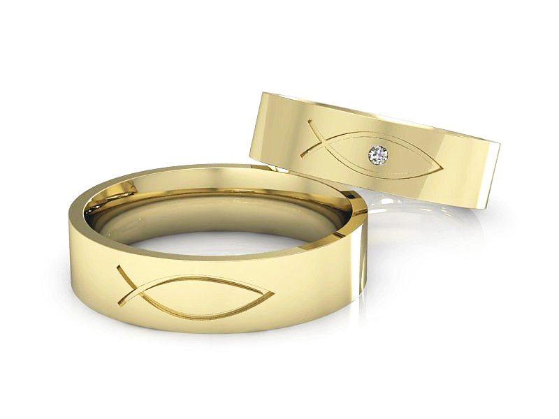 Obrączki z diamentem złote żółte złoto 14k - P55170T80z — zdjęcie 2