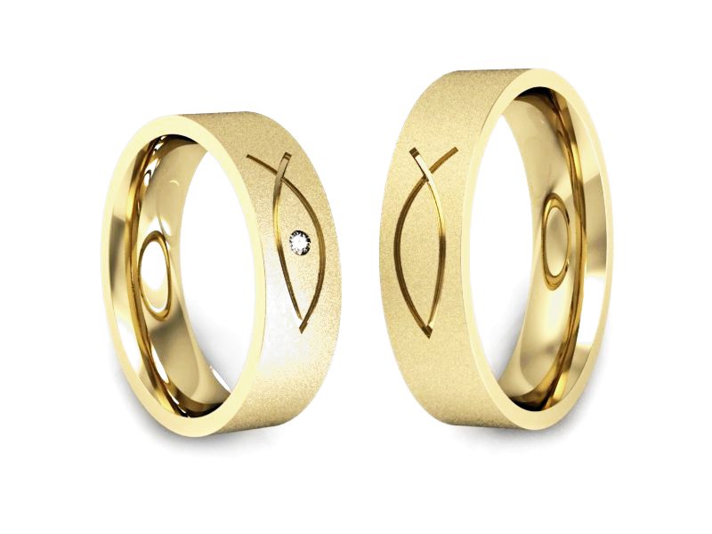 Obrączki z brylantem złote żółte złoto 14k - P55170T80zms — zdjęcie 3