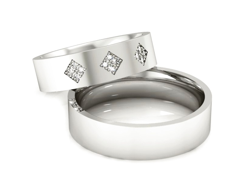 Złote Obrączki z brylantami białe złoto 585 - P55170T81b — zdjęcie 3