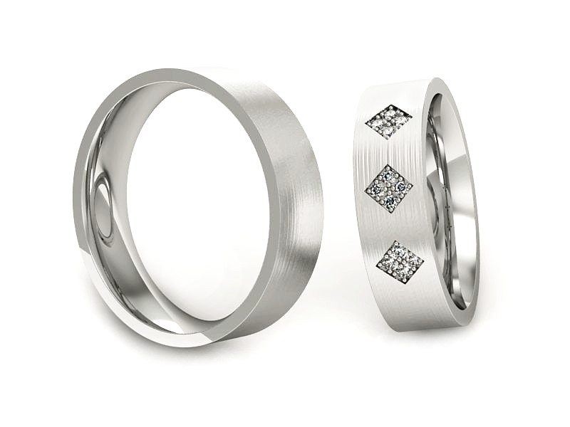 Obrączki z diamentami soczewkowe białe 585 - P55170T81bmp — zdjęcie 3