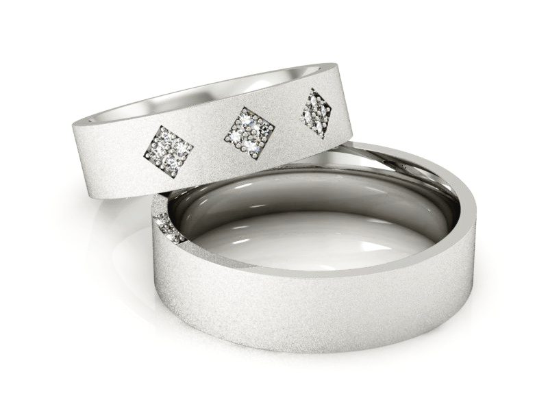 Obrączki z diamentami soczewkowe białe 585 - P55170T81bms — zdjęcie 2