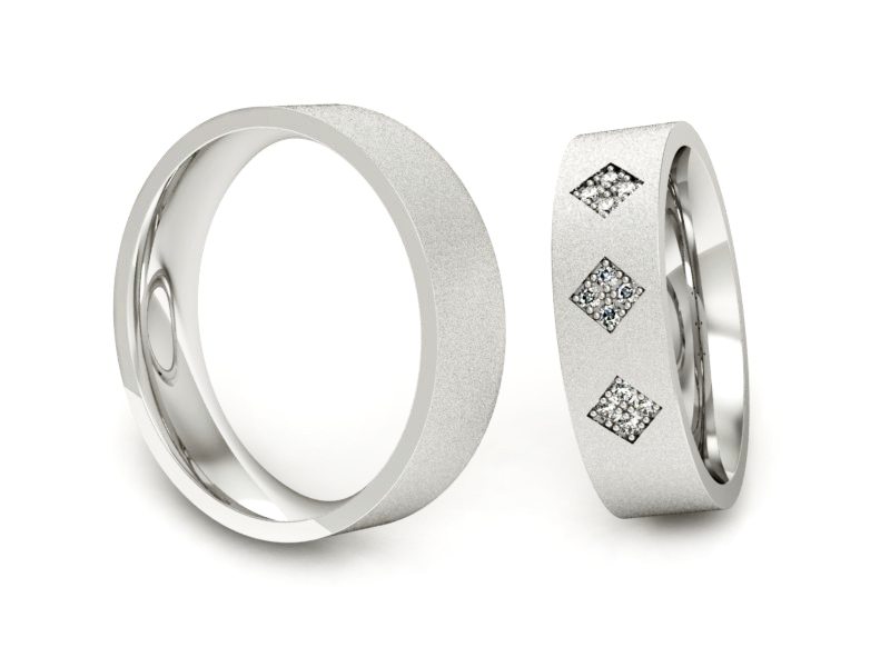 Obrączki z diamentami soczewkowe białe 585 - P55170T81bms — zdjęcie 3