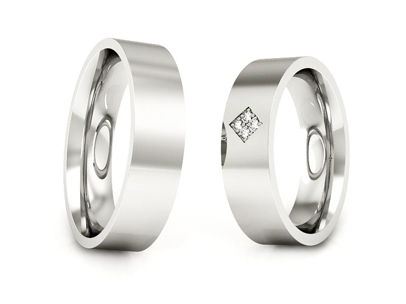 Obrączki z diamentami soczewkowe białe 585 - P55170T82b — zdjęcie 3