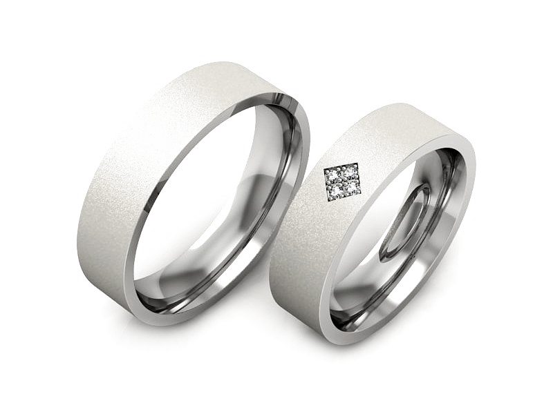 Obrączki z diamentami nowoczesne białe 585 - P55170T82bms — zdjęcie 3