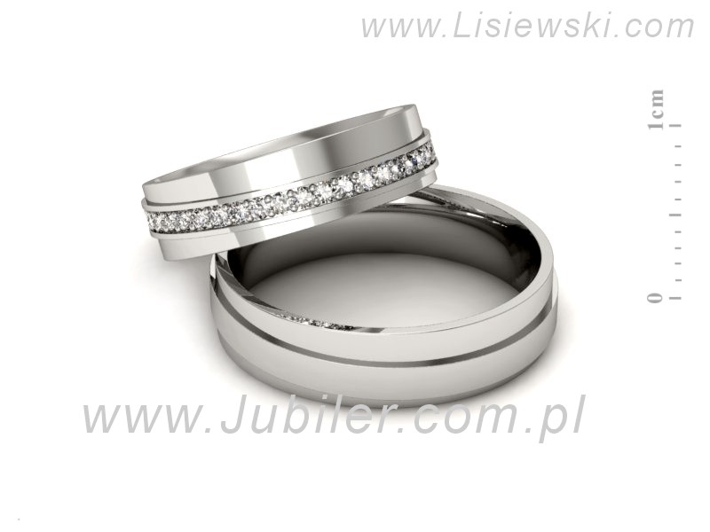 Platyna Obrączki ślubne z brylantami próba 950 - P55180T185pt - 2