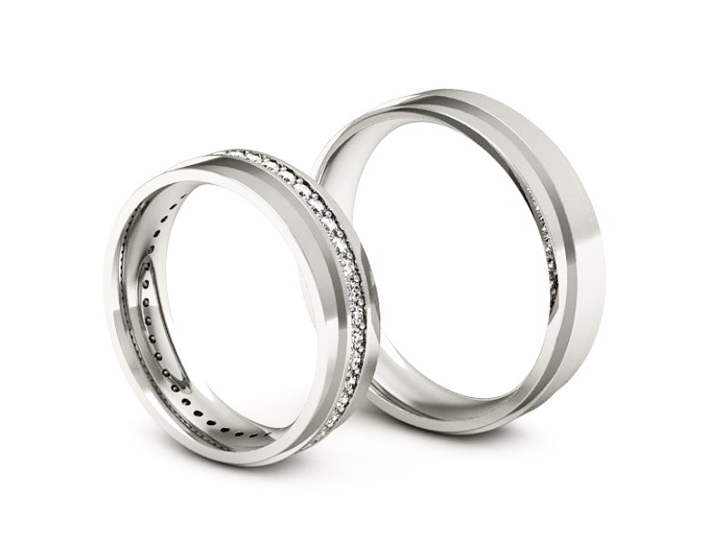 Platyna Obrączki z brylantami proba 950 - P55180T185pt — zdjęcie 3