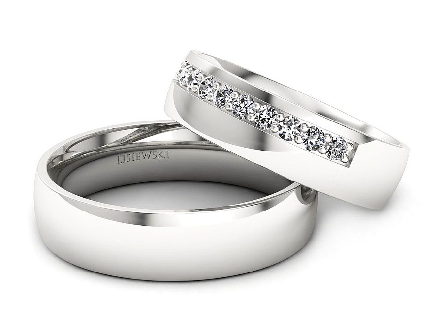 Obrączki złote z brylantami białe złoto 585 - p55180T235b — zdjęcie 2