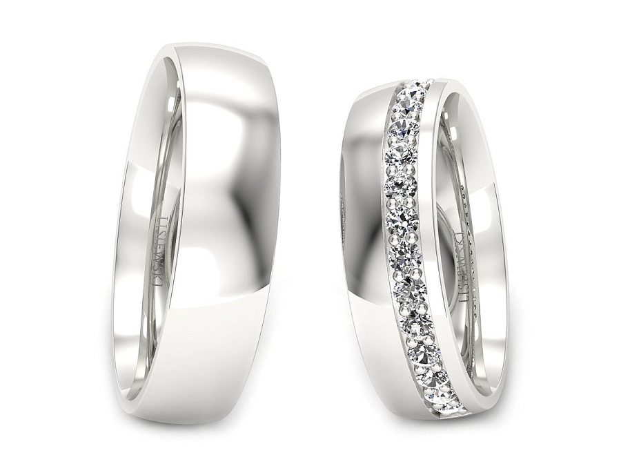 Obrączki złote z brylantami białe złoto 585 - p55180T235b — zdjęcie 3