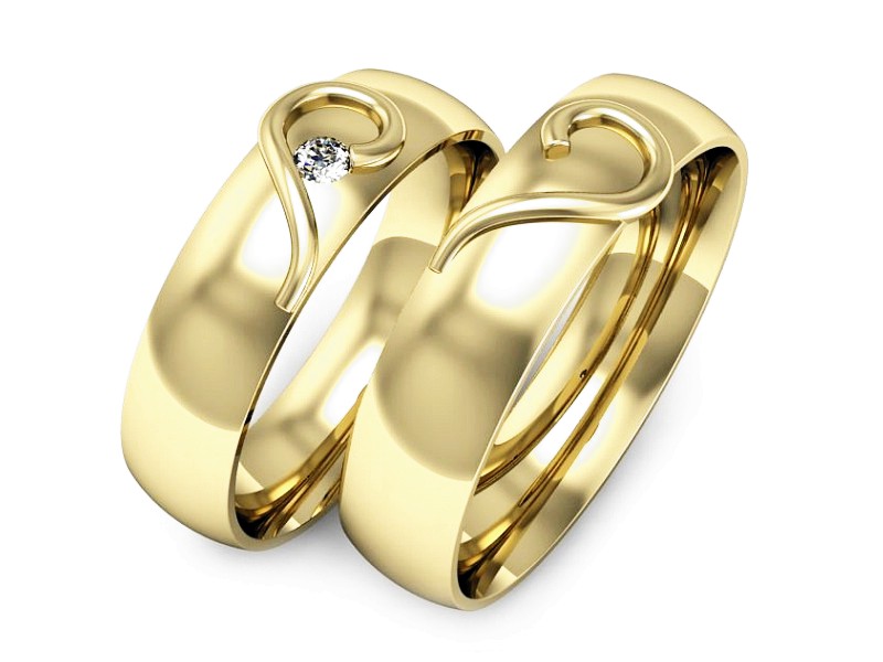 Obrączki z brylantem złote żółte 585 - P55190T141z — zdjęcie 3