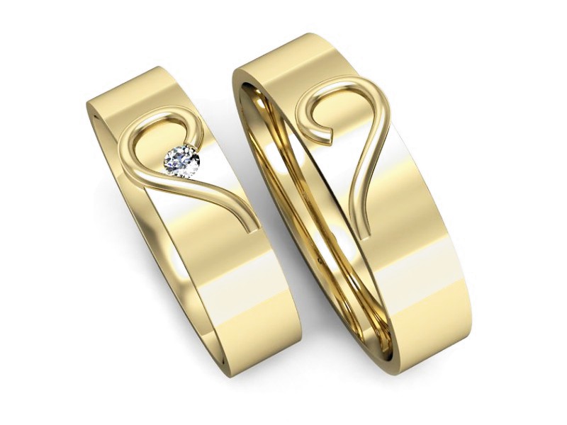 Obrączki z diamentem złote żółte złoto 14k - P55190T142z — zdjęcie 3