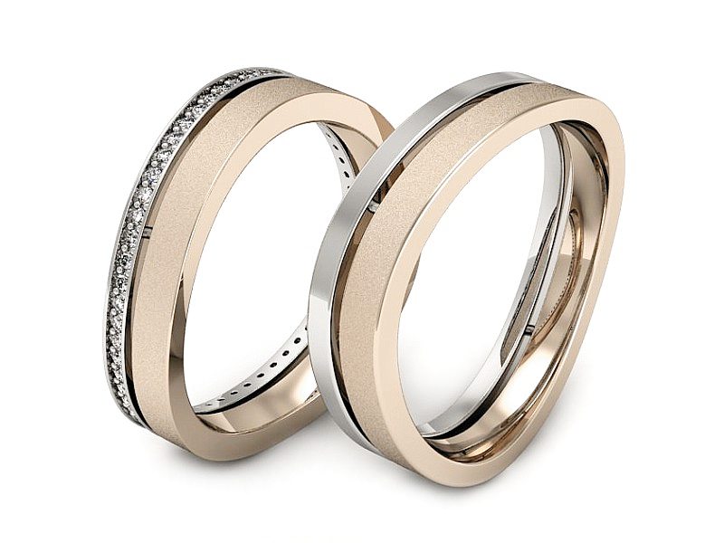 Obrączki z diamentami białe złoto 585 - P58145T67bcms — zdjęcie 3