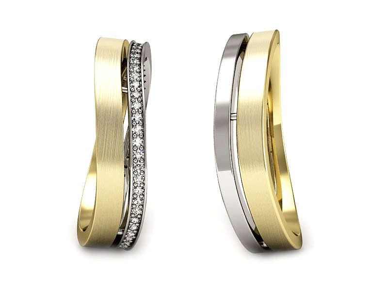 Obrączki z diamentami dwukolorowe obraczki - P58145T67bzmp — zdjęcie 3