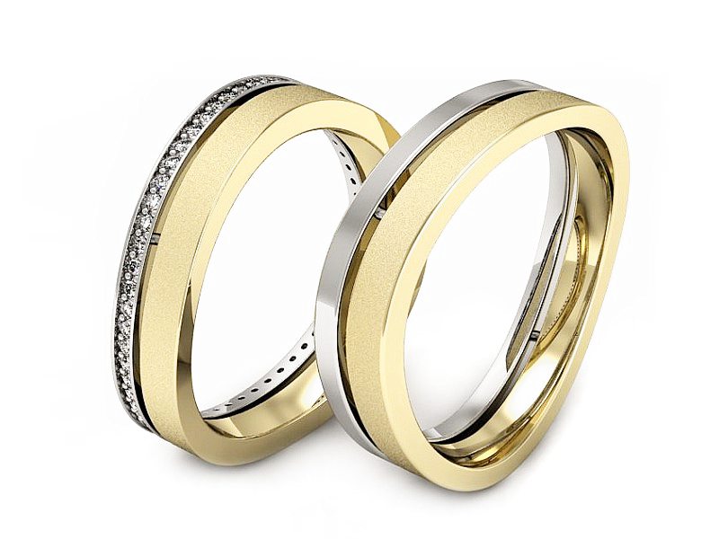 Obrączki z diamentami dwukolorowe obraczki - P58145T67bzms — zdjęcie 3