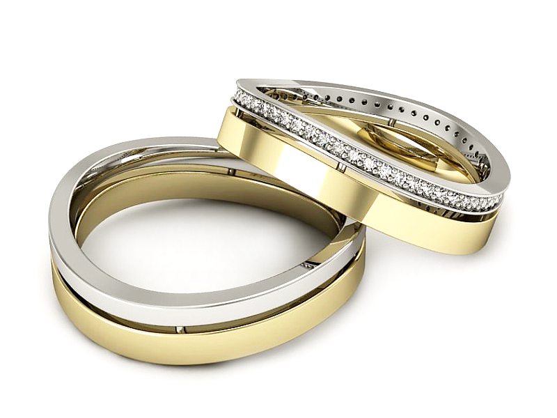 Obrączki z diamentami nowoczesne obrączki - P58145T67bzo — zdjęcie 2