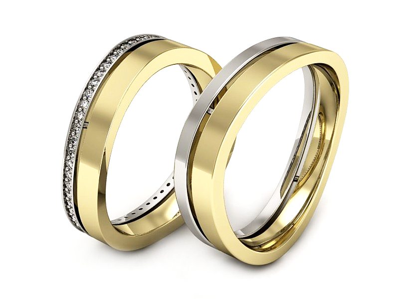 Obrączki z diamentami nowoczesne obrączki - P58145T67bzo — zdjęcie 3