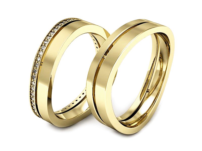 Obrączki z diamentami nowoczesne obrączki - P58145T67z — zdjęcie 3