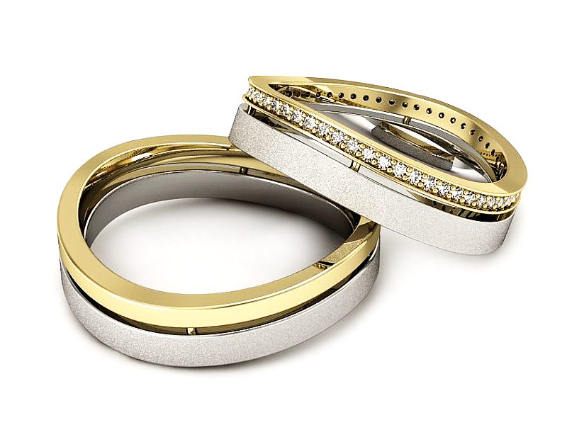 Obrączki z diamentami dwukolorowe obraczki - P58145T67zbms — zdjęcie 2
