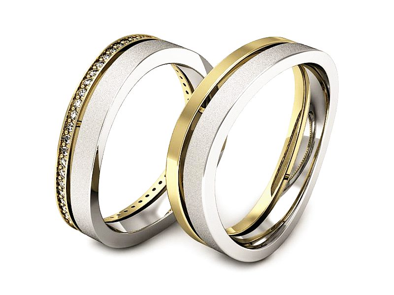 Obrączki z diamentami dwukolorowe obraczki - P58145T67zbms — zdjęcie 3