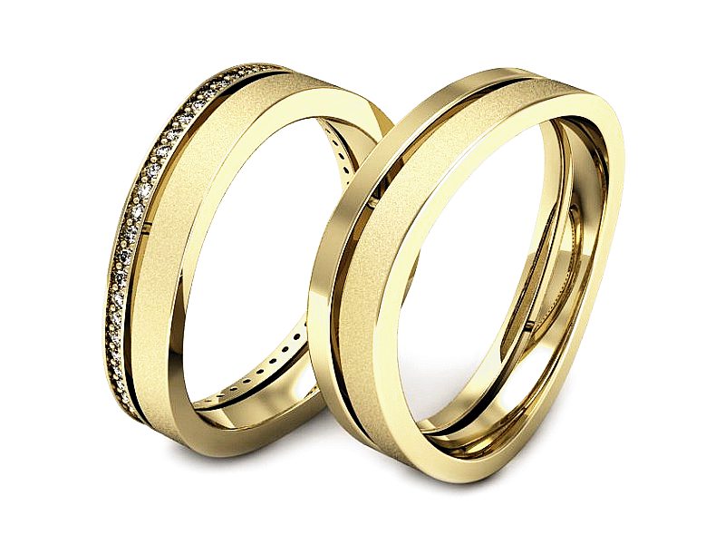 Obrączki z diamentami nowoczesne obrączki - P58145T67zms — zdjęcie 3