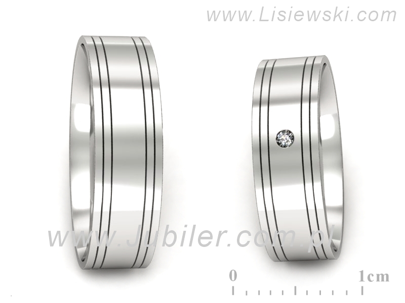 Obrączki ślubne obrączki z diamentem złote białe złoto 585 - P60130112b - 1