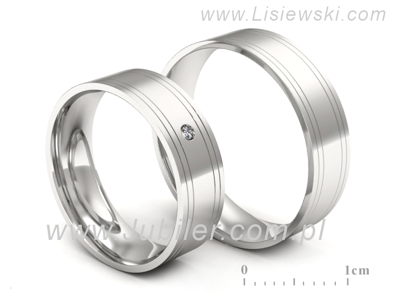 Obrączki ślubne obrączki z diamentem złote białe złoto 585 - P60130112b - 3