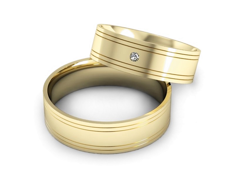 Obrączki z diamentem złote żółte złoto 14k - P60130112z — zdjęcie 2