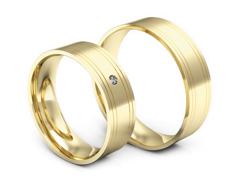 Obrączki z diamentem złote żółte złoto 14k - P60130112z — zdjęcie 3