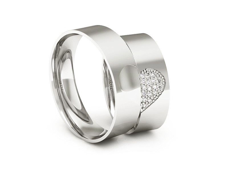 Obrączki z diamentami soczewkowe białe 585 - P60130T54B — zdjęcie 3