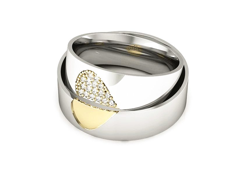 Obrączki z diamentami dwukolorowe obraczki - p60130T54bz — zdjęcie 2