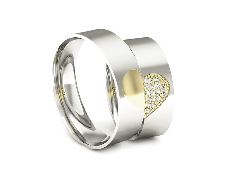 Obrączki z diamentami dwukolorowe obraczki - p60130T54bz — zdjęcie 3