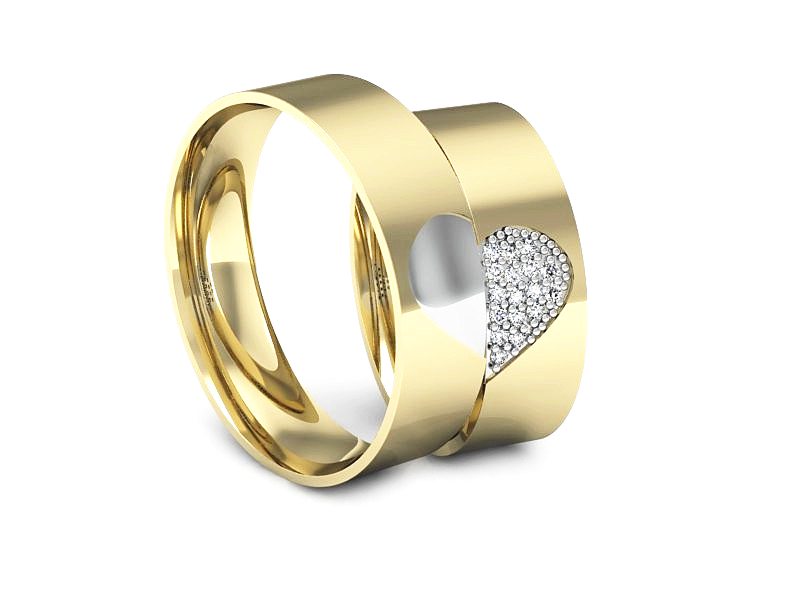 Obrączki zlote z diamentami dwukolorowe - P60130T54ZB — zdjęcie 3