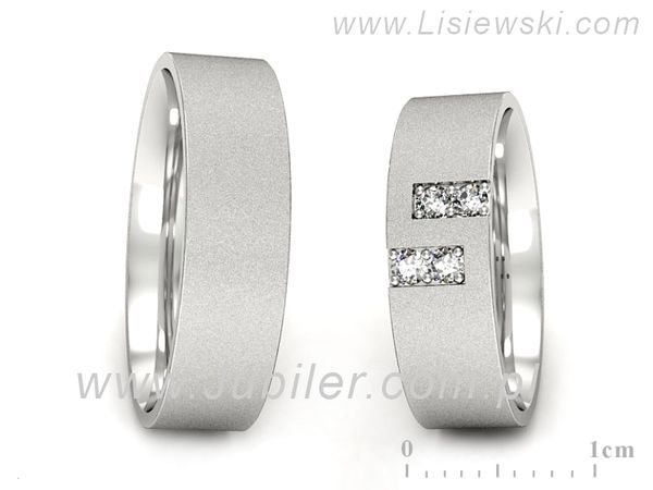 Obrączki ślubne obrączki z białego złota z diamentami złote - p60130T64bms- 1