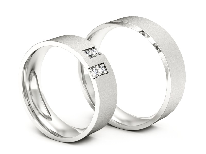 Obrączki z białego złota z diamentami złote - p60130T64bms — zdjęcie 3