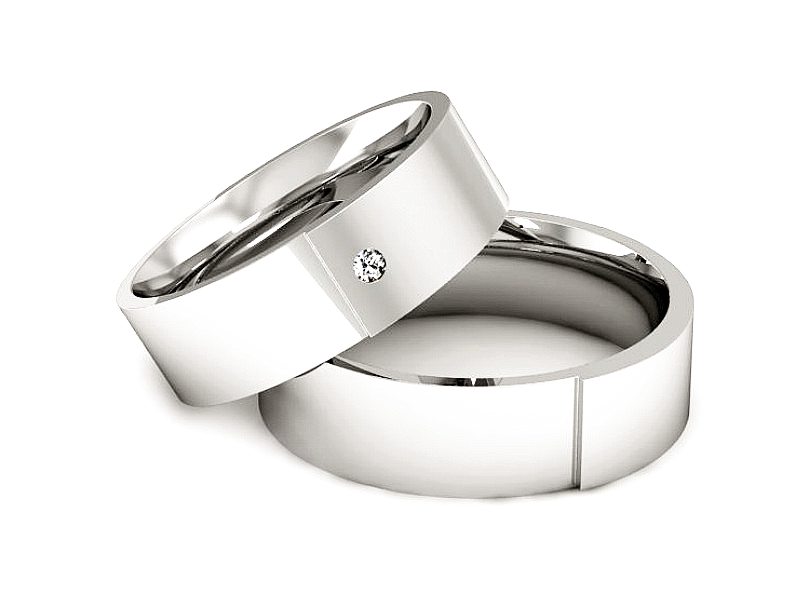 Obrączki z brylantem soczewkowe białe 585 - P601318T171b — zdjęcie 2