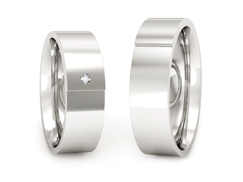 Obrączki z brylantem soczewkowe białe 585 - P601318T171b — zdjęcie 3