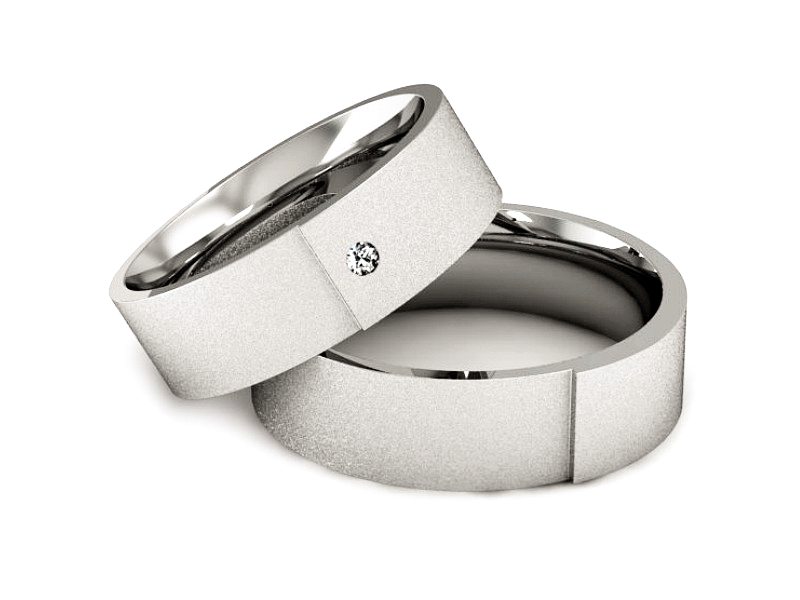 Obrączki z brylantem białe złoto 585 - P601318T171bms — zdjęcie 2